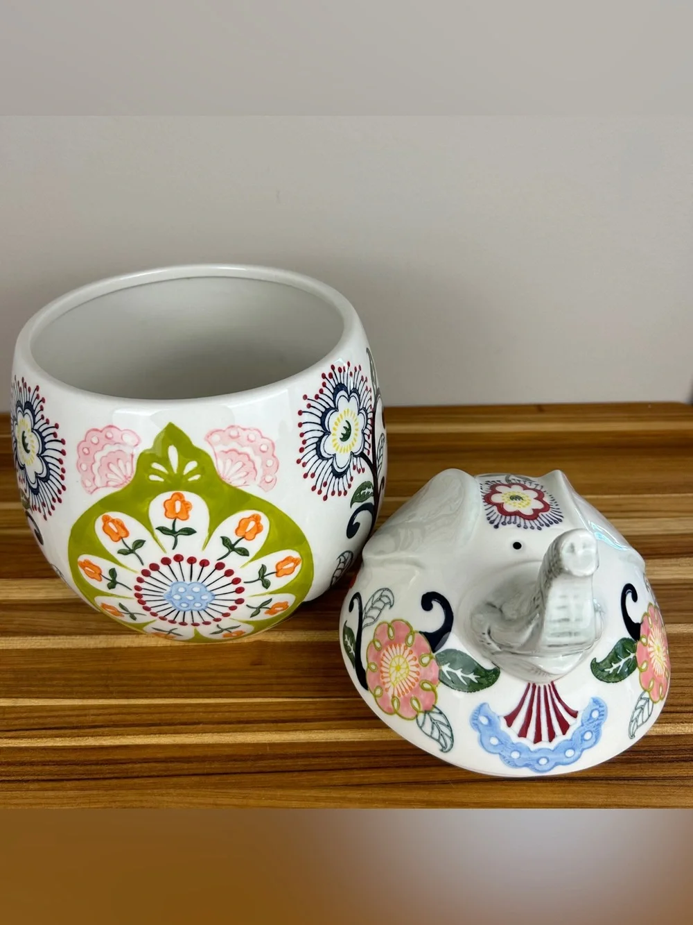 Pier 1 Hand Painted Stoneware Elephant Cookie Jar